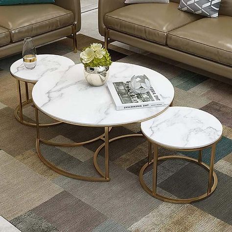 Nesting Coffee Tables Ideas – Space Saving Furniture Designs Nesting Tables Living Room, Marble Coffee Table Living Room, Round Nesting Tables, Centre Table Living Room, Centre Table Design, Meja Sofa, Living Room Coffee Tables, Center Table Living Room, تصميم الطاولة