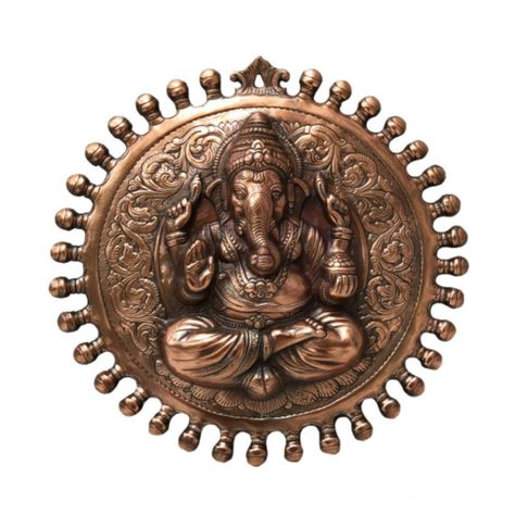 Handmade Religious Aluminum Lord Ganesh Round Wall Hanging - Wall Decor-Room Decor- 18 inch for Wall Decor-Home Decor-Office Decor by TheLittleHandSales on Etsy Ganesha Wall Hanging, Round Wall Hanging, House Warming Ceremony, Bracelet Display, Metal Wall Hangings, Handcrafted Art, Copper Material, Lord Ganesha, Round Wall