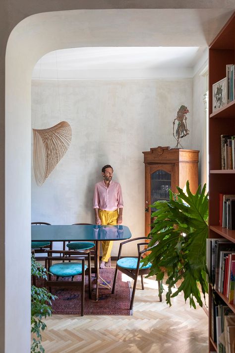 An Apartment in Rome Becomes a Showcase for Contemporary Design | Architectural Digest | Architectural Digest Apartment Contemporary Interior Design, Architectural Digest Studio Apartment, Modern Italian Apartment Decor, Contemporary Parquet Flooring, Athens Apartment Interior, Modern Italian Apartment, Italian Inspired Apartment, Italian Minimalism Interior, Contemporary Italian Interiors