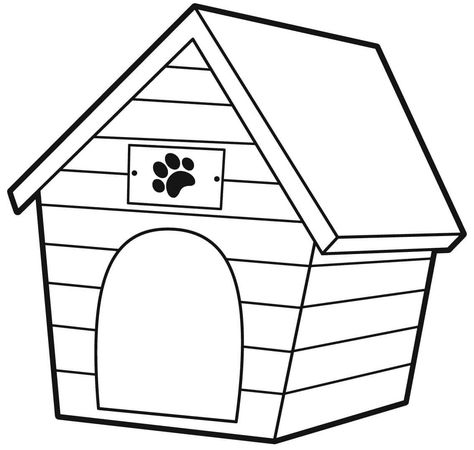 Basic Dog House coloring page Dog House Drawing, Winter Dog House, Simple House Drawing, House Drawing For Kids, Club Activities, Ideas For Painting, Dog Outline, House Image, Puppy House