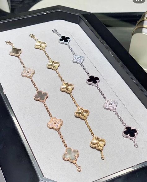 Which one you like more? Cleef And Arpels Jewelry, خواتم خطوبة, Van Cleef And Arpels Jewelry, Cute Bracelet, Clover Bracelet, Van Cleef And Arpels, Luxury Bracelet, Luxe Jewelry, Jewelry Accessories Ideas