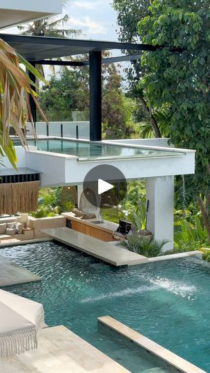 Riddhi Siddhi, French Cottage Garden, Wood Walls Bedroom, Modern Tropical House, Small Villa, Villa Design Architecture, Canggu Bali, Tropical Architecture, Small Waterfall