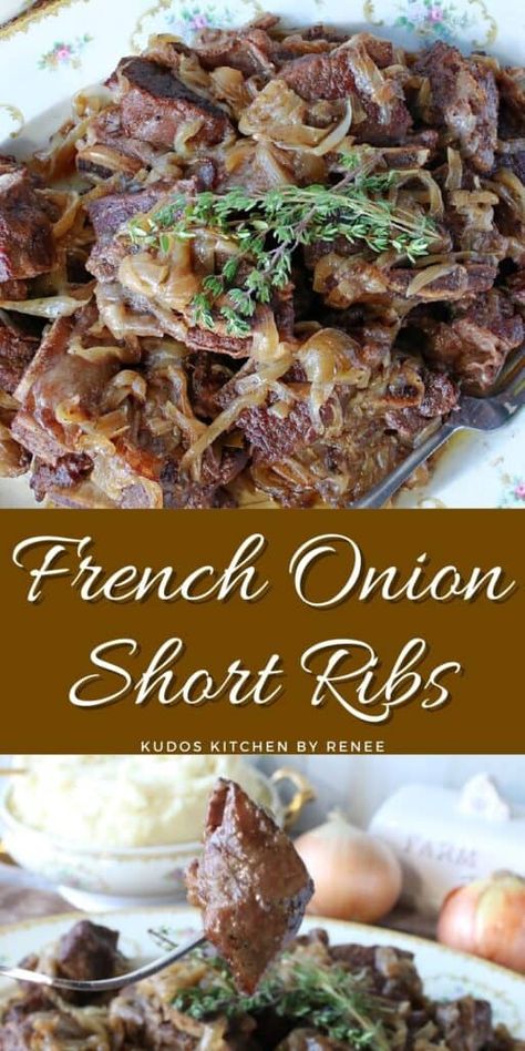 French Onion Short Ribs, Short Rib Recipes Oven, French Onion Pork Chops, Slow Cooker Ribs, Short Ribs Recipe, Dutch Oven Cooking, Dutch Oven Recipes, Braised Short Ribs, Easy Seafood Recipes