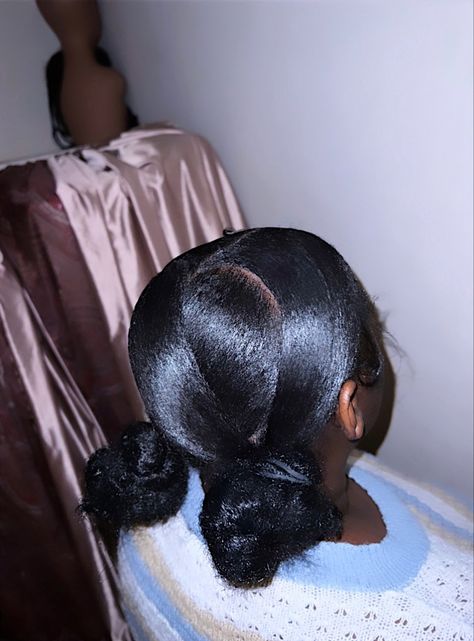 heart crisscross. natural hair. buns Two Low Buns Natural Hair, Heart Hairstyle For Kids Easy, Heart Part Hairstyle, 2 Low Buns Hairstyle, Heart Shaped Hairstyles, Two Low Buns Hairstyle, Heart Buns, 2 Buns Hairstyle, Heart Bun