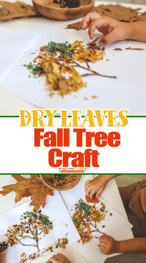 Autumn Activities For Under 2s, Leaf Tree Craft, Activities About Trees For Preschoolers, Dry Leaves Craft, Dried Leaves Crafts, Tree Study Preschool Activities, Tree Theme Preschool, Tree Preschool Activities, Tree Crafts Preschool