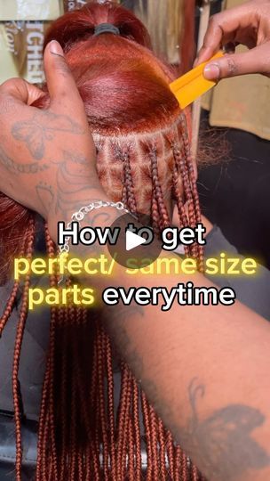 9.1M views · 425K reactions | How to get perfect/ same size parts everytime? ⬇️ 

Use your comb!!! It’s literally a parting tool 😂 the whole comb! 

I use the top end of the comb, the part most braiders ignore lol. It’s the perfect width to measure out the same size/ perfect parts for small knotless. 

Instead of just eyeing to keep the same size part all around your clients head, measure! You can literally put the comb at any spot in the part to make sure it’s the same width all the way around. The width of the comb will not change! 😂 Trust you’ll get the same size parts.

#baltimorebraider #baltimorehairstylist #dmvhairstylist #texasbraider #texashairstylist #houstonbraider #houstonhairstylist #atlbraider #atlhairstylist #miamibraider #neatbraids #cleanbraids #neatparts #slickfoundatio Braid Sizes For Black Women, Box Braids Tutorial, Small Knotless, Protective Style Braids, Natural Hair Blowout, Puppy Room, Texas Hair, Braided Hair Tutorial, Natural Hair Tutorials