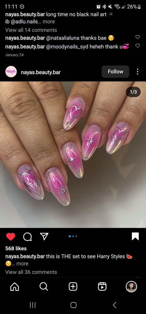 Valentines Day Nails Metallic, Chrom Valentine Nails, Valentines Day Nails Airbrush, Opal Valentines Nails, Valentine’s Day Aura Nails, Aura Valentine Nails, Airbrush Valentine Nails, Holographic Heart Nails, Valentines Day Chrome Nails