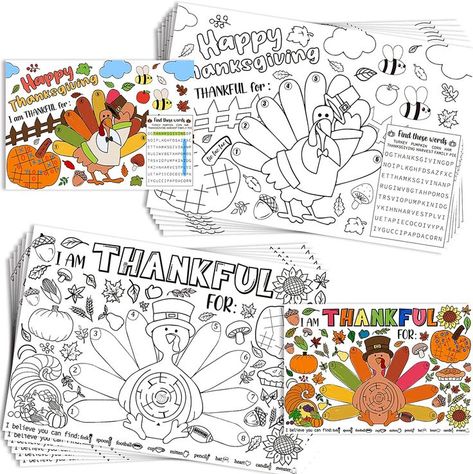 Thanksgiving Table Decorations - 12PCS Thanksgiving Coloring Placemats for Kids - Thanksgiving Activity Turkey Placemats Party Favors - Fall Kids Dinner Table Mats Thanksgiving Coloring Placemats, Turkey Placemats, Placemats For Kids, Turkey Coloring, Thanksgiving Gathering, Kids Dinner, Coloring Placemats, Thanksgiving Placemats, Thanksgiving Activity