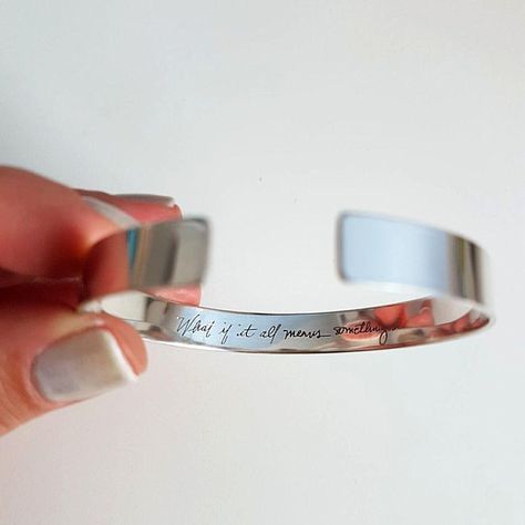 Actual Handwriting Bracelet for her, Inside engraving Cuff, Memorial Jewelry, Personalized Bracelet, mother birthday gifts from son,daughter Silver Bracelet With Engraved Text For Personalized Gift, Silver Name Bracelet With Engraved Text As Gift, Personalized Silver Name Bracelet With Engraved Text, Meaningful Engraved Silver Cuff Bracelet, Silver Name Bracelet Hand Stamped For Personalized Gift, Secret Message Bracelet, Classic Jewelry Pieces, Handwriting Bracelet, Engraved Cuff