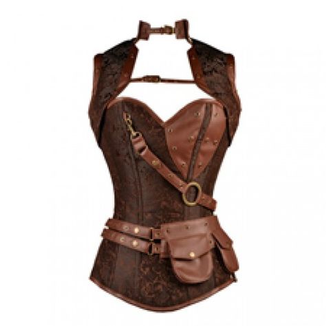 Brown Steampunk Corset with Jacket Steampunk Outfits, Moda Steampunk, Corset Steampunk, Mode Steampunk, Brown Corset, Steampunk Skirt, Corset Training, Diy Kostüm, Lady Like