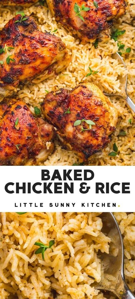 Chicken Leg Casserole Recipes Oven Baked, Barbecue Chicken And Rice, Chicken And Rice In The Oven, Baked Chicken Thighs And Rice, Baked Chicken And Rice Recipes, Oven Chicken And Rice, Chicken Thigh And Rice Recipe, Oven Baked Chicken And Rice, Baked Chicken And Rice