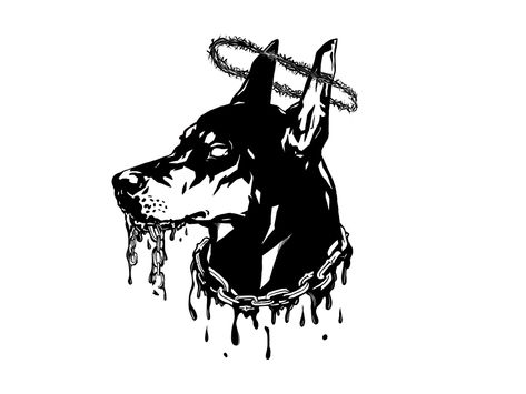 Doberman Barking Tattoo, Dover Man, Doberman Tattoo, Chain Tattoo, Tattoo Practice, Tattoo Sketch, Tattoo Outline, Design Drawings, Tattoo Design Drawings