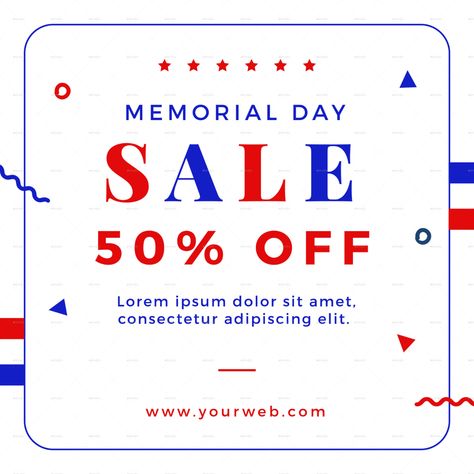 Memorial Day Banners Sales Email Template, Cosmetics Banner, Sports Logo Design, Memorial Day Sale, Graphic Inspiration, Sale Banner, Text Fonts, Email Templates, Sports Logo