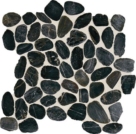 Daltile decorative accents black river DA05 shower floor Black Mosaic Tile, Dal Tile, Ideas Jardin, Spare Bathroom, Accent Tiles, River Pebbles, Black Mosaic, Shower Designs, Black River