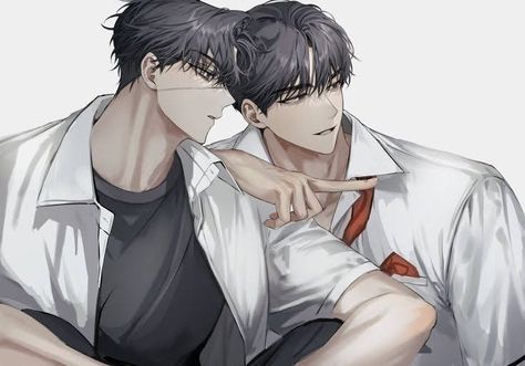 Twins Oc Art, Twin Character Design Male, Best Friend Drawings, Anime Boy Sketch, Boy Illustration, Drawings Of Friends, Anime Guys Shirtless, Friend Anime, Cool Anime Guys