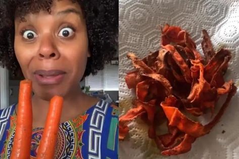 Vegan cook shares recipe for carrot bacon (TikTok) Carrot Bacon Recipe, Carrot Bacon, Tabitha Brown, Best Brownie Recipe, Brown Recipe, Breakfast Meat, How To Make Bacon, Raw Carrots, Vegetarian Lifestyle