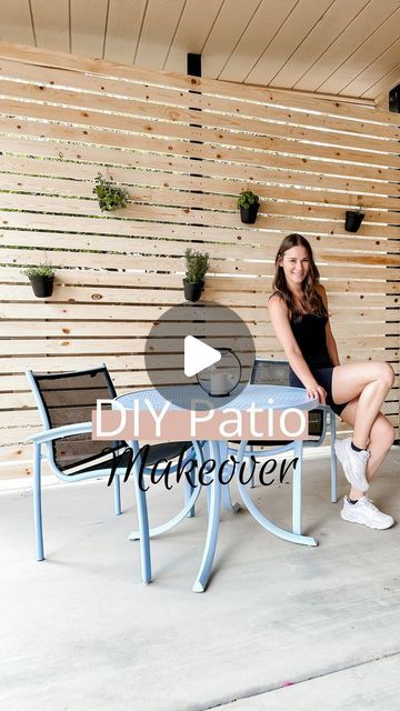 Kristy Letterly | DIY + Home + Design on Instagram: "I built this slat wall on the side of my patio for this quick DIY patio makeover! I love how it creates privacy and updates the space.  Full steps and tutorial saved to highlights and on my website!   #patiodesign #patiomakeover #slatwall #diyhome #privacyfence" Porch Slat Wall, Slatted Privacy Wall, Outdoor Slat Wall Ideas, Diy Patio Privacy Wall, Patio Wall Ideas, Diy Patio Makeover, Outdoor Privacy Panels, Diy Privacy Fence, Patio Privacy