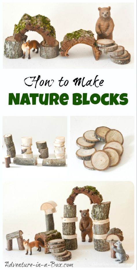 Nature Blocks, Maluchy Montessori, Block Area, Diy Blocks, Waldorf Toys, Creative Challenge, Waldorf Inspired, Nature Crafts, Tutorial Diy