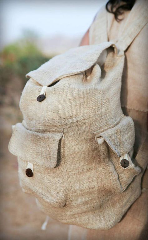 Etsy Hemp Backpack ~ #ad #bag #backpacks #hemp Hemp Backpack, Hemp Fashion, Organic Bag, Hemp Bag, Attractive Clothing, Hemp Clothing, Handwoven Fabric, Natural Gifts, Traditional Crafts