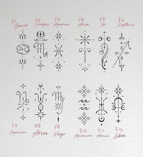 Mystical Tattoos, Astrology Tattoo, Horoscope Tattoos, Aquarius Tattoo, Capricorn Tattoo, Hand And Finger Tattoos, Gemini Tattoo, Leo Tattoos, Muster Tattoos