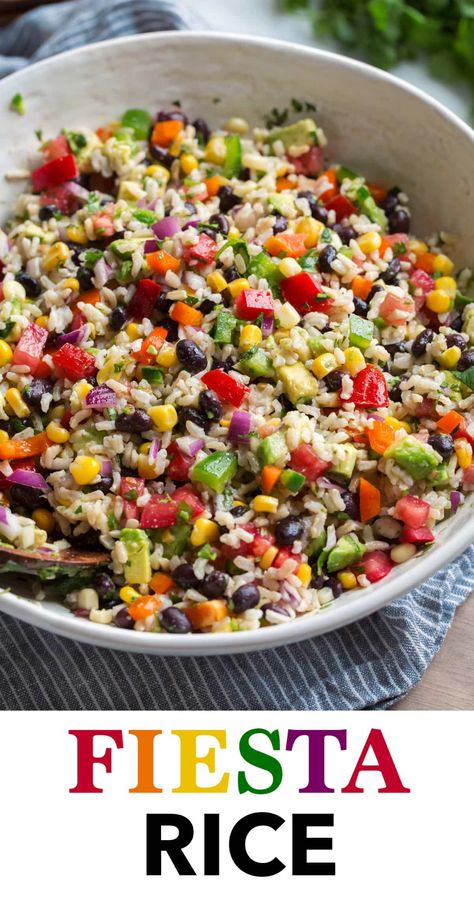 Fiesta Rice Recipe, Fiesta Rice, Healthy Rice Recipes, Rice Black Beans, Rice Side Dish Recipes, Healthy Rice, Resep Salad, Rice Side, Brown Rice Recipes