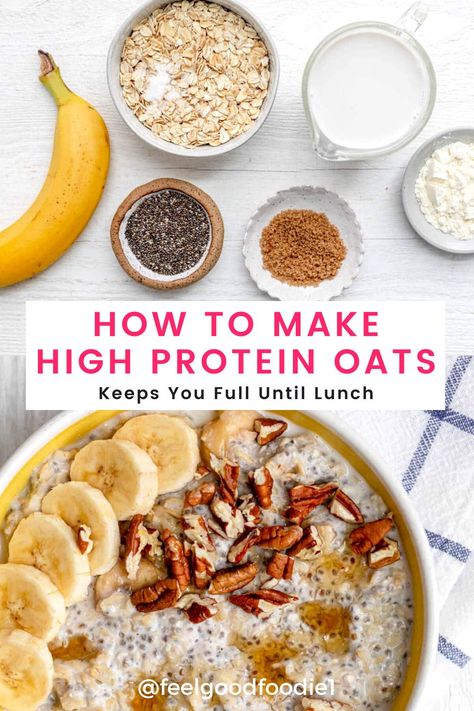 Creamy Protein Oatmeal, Breakfast Using Protein Powder, High Protein Low Carb Oatmeal, Diy Protein Oatmeal, Oatmeal With Chia And Flax Seeds, Oatmeal Recipes With Chia Seeds, Quick Chia Seed Breakfast, Hot Protein Oatmeal, Homemade Protein Oatmeal