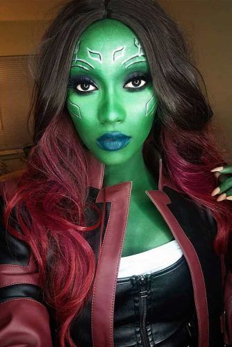 Gamora Costume, Party Cooler, Halloweenský Makeup, Easy Cosplay, Character Makeup, Jessica Nigri, Halloween Tattoo, Marvel Cosplay, Cosplay Diy