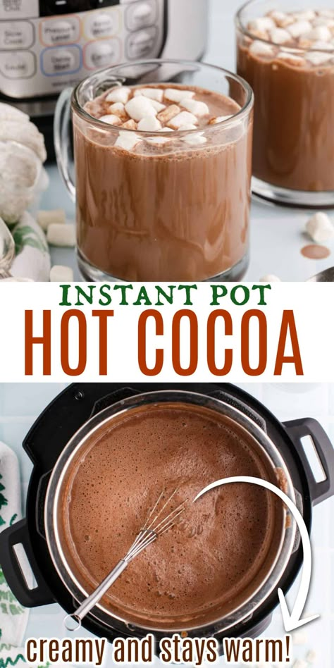 Make perfect hot chocolate in the Instant Pot! This easy recipe creates enough rich, creamy hot cocoa for the whole family in minutes. Instant Pot Hot Chocolate, Starbucks Hot Chocolate, Chocolate Abuelita, Instant Pot Desserts, Crockpot Hot Chocolate, Hot Cocoa Recipe, Cocoa Recipes, Hot Chocolate Recipe, Holiday Drink