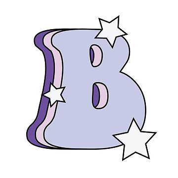 "Retro and Groovy Letter B (Lilac, Pink, Purple, Stars)" Sticker for Sale by Michelle Ramos | Redbubble Letter B Aesthetic, Purple Colour Shades, Alfabet Font, Hijab Drawing, Memories Book, Purple Stars, $b Wallpaper, Trendy Fonts, Wallpaper Notebook