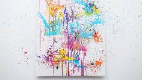 DIY balloon paint splash canvas | CBC Life Balloon Paint, Explore Drawing, Painting Basics, Circus Music, Happy Balloons, Balloon Painting, Diy Balloon, Art Birthday Party, Art Basics