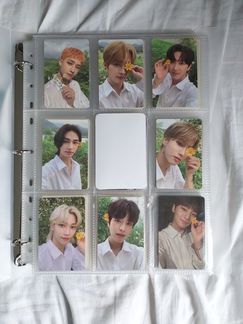 Kpop Photo Card Binder, Straykids Comfort, Collector Aesthetic, Photo Card Binder, Binder Inspiration, Stray Kids Ot8, Manifesting 2023, Photocard Aesthetic, Kpop Deco