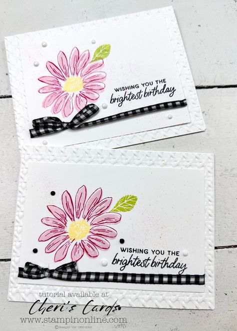 Cheerful Daisies Cards, Daisy Delight Stampin' Up, Stampin Up Cheerful Daisies, Cards For Scrapbook, Scrapbook Cards Ideas, Cheerful Daisy, Cheerful Daisies, How To Make Cards, Cardmaking Tutorials