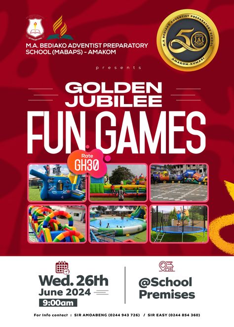 Golden Jubilee Fun Games flyer, designed by oppomence. Contact us on 0247369275 Games Flyer Design, Bedroom Plan, Flyer Design Layout, Golden Jubilee, Flyer Design Inspiration, Event Poster Design, Event Poster, Company Profile, Profile Design