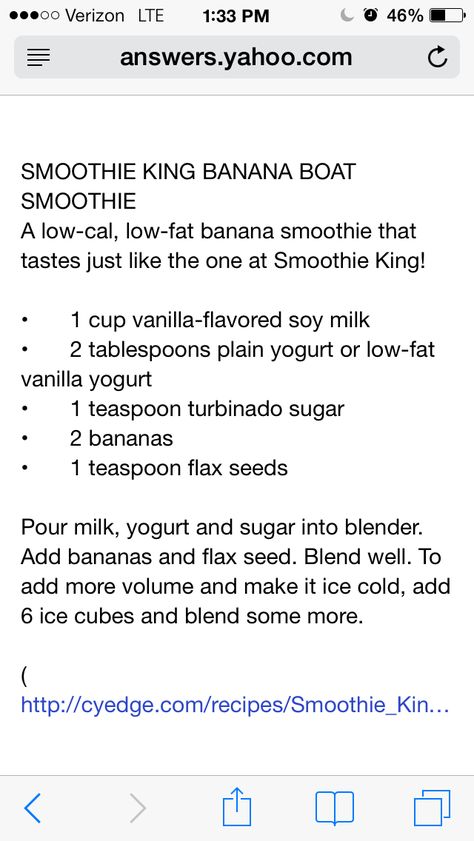 Smoothie Kings Banana Boat Smoothie I like to add strawberries!! Copycat Smoothie King, Smoothie King Banana Boat Recipe, Banana Boat Smoothie King Recipe, Smoothie King Recipes Copycat, Smoothie King Recipes, Banana Boat Recipe, Smoothie King, Banana Boat, Healthy Shakes