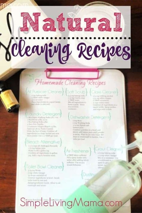 Homemade Cleaning Recipes with Printable - Simple Living Mama Natural Bathroom Cleaner, Homemade Cleaning Recipes, Nontoxic Cleaning, Dusting Spray, Homemade Cleaning Supplies, Natural Cleaning Recipes, Diy Cleaning Products Recipes, Homemade Cleaning Solutions, Homemade Cleaning