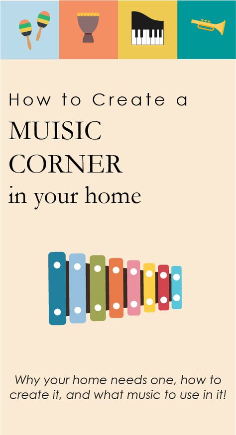 Create a Music Corner in your home! This is a perfect place for kids to play, sing, read, write, and create music. Click through to read how, and get some ideas to use for your Music Corner this summer! We Are The Music Makers, Music Activities For Kids, Baby Play Areas, Music Corner, Create Music, Homeschool Music, Music Lessons For Kids, Blues Piano, Singing Lessons