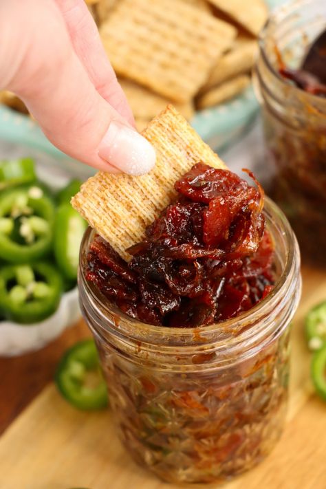 Bacon Jalapeno Jam Spicy Tomato Jam, Jalapeno Jam Recipe, Jalapeno Bacon, Bacon Jam Recipe, Tomato Jam Recipe, Jalapeno Jam, Slow Roasted Tomatoes, Chilli Jam, Tomato Jam