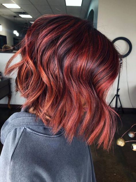 Redhead Inspiration, Curly Balayage Hair, Red Balayage Hair, Short Red Hair, Copper Hair Color, Hair Color Auburn, Short Hair Balayage, Hair Affair, Short Hair Color