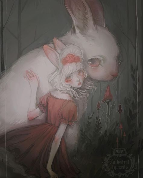 White Rabbit Aesthetic Dark, Creepy Cute Art, Creepy Animals, Pink Punk, Bunny Drawing, Vintage Bunny, Bunny Art, Lowbrow Art, Creepy Dolls