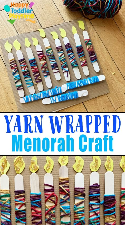 50+ Fun & Easy Hanukkah Crafts and Activities for Kids - HAPPY TODDLER PLAYTIME Hanukkah Front Porch Decor, Hannukah Activities, Hanukkah Activities Preschool, Themed Art Projects, Menorah Craft, Weird Crafts, Dreidel Craft, Hanukkah Preschool, Hanukkah Craft