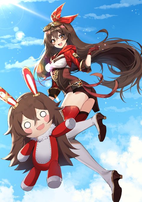 Genshin Impact Amber, Amber Genshin Impact, Hyanna Natsu, Amber Genshin, Genshin Impact Art, Genshin Impact Characters, Fanarts Anime, Honkai Impact, Unique Wall Art