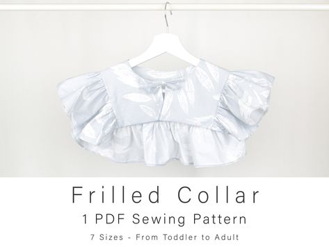 Detachable Collar Pattern With Frill | Cosplay Sewing Pattern | Removable Mini Cape Collar | Sizes from 4 years to adult | English Tutorial. #peterpancollar #fakecollarpattern #detachcollar https://etsy.me/3x0aWni Detachable Collar Pattern, Collar Sewing Pattern, Collar Tutorial, Tutorial Embroidery, Dashed Line, Cosplay Sewing, Cape Collar, Collar Sewing, Faux Collar