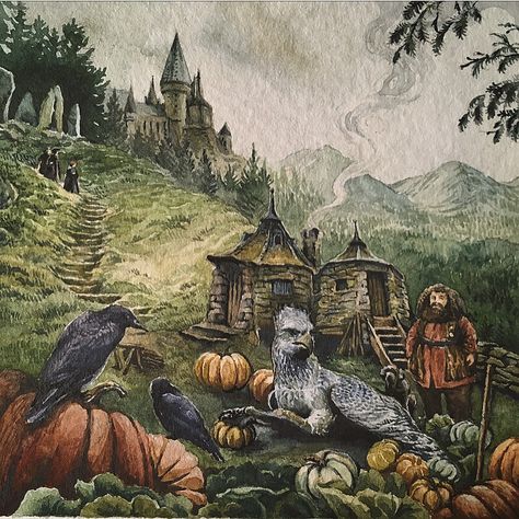 Hagrid House Drawing, Harry Potter Landscape, Fox Burrow, Hery Potter, Stile Harry Potter, Art Harry Potter, Harry Potter Painting, Tapeta Harry Potter, Harry Potter Illustrations