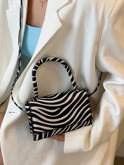 Zebra Print Bag, Party Rock, Bags Aesthetic, Plaid Tops, Satchel Bag, Square Bag, Bag Women, Outfits Aesthetic, Black Print