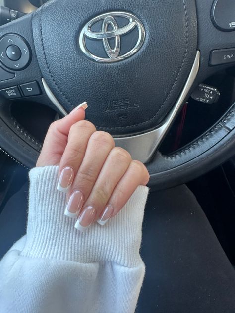 White French Glazed Nails, Glazed Chrome French Nails, Square Nail Designs Bridal, Coffin Pearl French Tip, French Tip With Chrome On Top, Hailey Bieber Nails Chrome French Tip, French Hailey Bieber Nails, French Nails With Chrome Square, White French Tip Nails Glazed