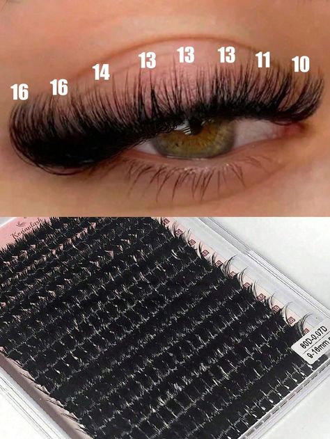 80D Faux Mink Eyelashes 320 Cluster 0.07mm D Curled 9-16mm Mixed Natural Eyelash Extension 3D Russian Strip Personal Eyelash Makeup Tool Black    Chemical Fiber  Cluster Lashes   Beauty Tools, size features are:Bust: ,Length: ,Sleeve Length: Lash Maps For Almond Eyes, Shein Eyelashes, Angel Lashes Extensions, Cluster Lashes Eyelash Extensions, Natural Lash Map, Shein Lashes, Cateye Eyelashes Extensions, Clusters Lashes, Extension Lashes