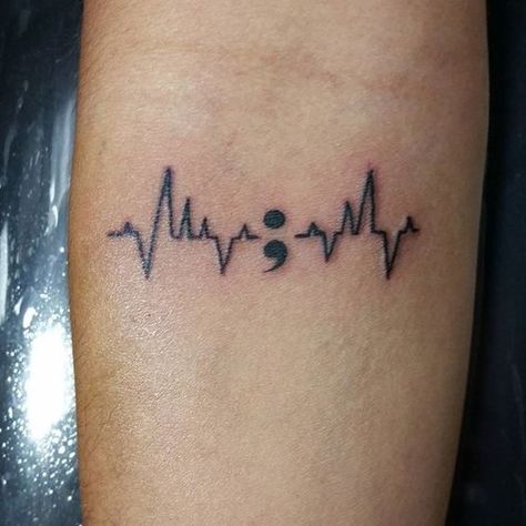 Heartbeat Tattoos for Men - Ideas and Inspiration for Guys Drawing Meaningful, Lifeline Tattoos, Font Tato, Tato Tradisional, Tato Paha, Tato Dengan Makna, Tato Jari, Heartbeat Tattoo, Semi Colon