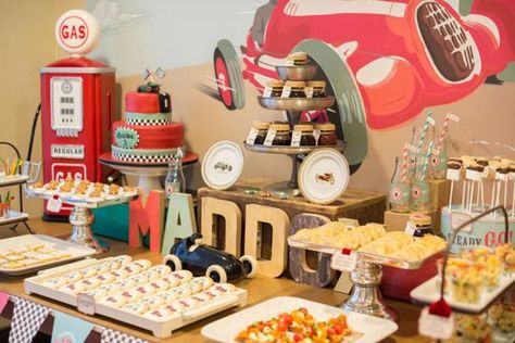 Gas Station Birthday Party, Retro Car Birthday Party, Vintage Race Car Birthday, Vintage Race Car Party, Vintage Car Nursery, Vintage Airplane Party, Vintage Car Birthday, Vintage Car Party, Retro Birthday Parties