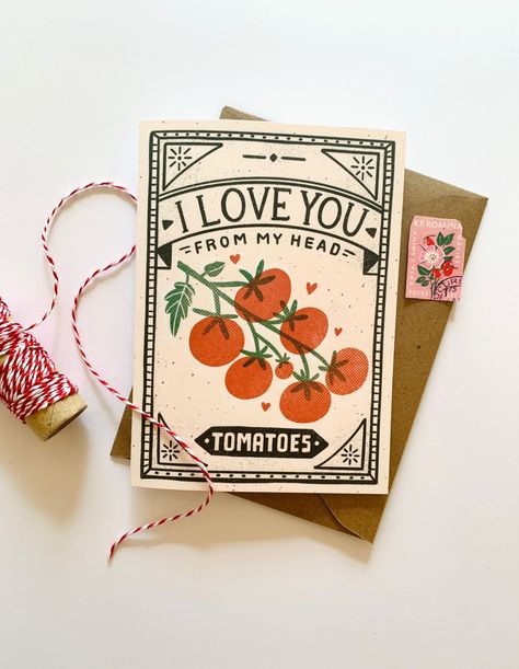 Tomato Seed, Asheville Nc, Pics Art, 로고 디자인, Message Card, Cute Cards, Asheville, Diy Cards, Homemade Cards