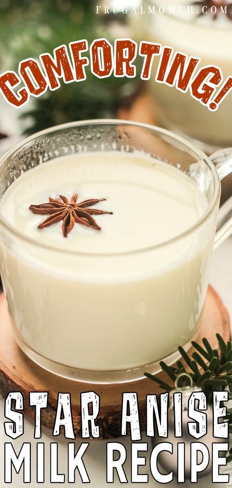 A delicious Star Anise milk recipe perfect for the holidays or any time! This warm, comforting drink is easy to make and has a lovely aroma. Cinnamon Milk Recipe, Anise Recipes, Hot Chocolate Gifts, Chocolate Spoons, Frugal Mom, Cinnamon Milk, Cottage Christmas, Easy Drinks, Star Anise